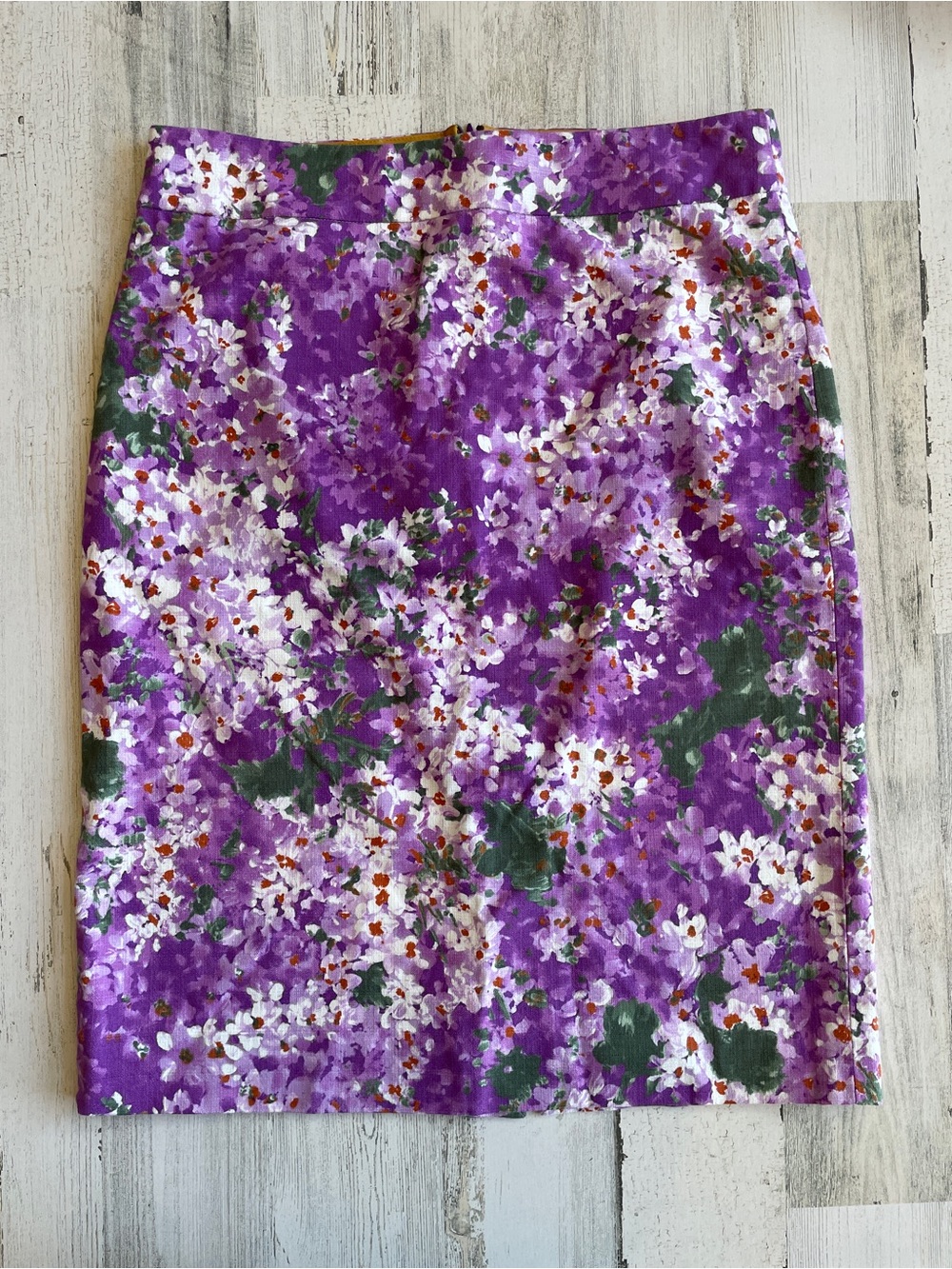 J. Crew Purple Floral Pencil Skirt SZ 6 EUC